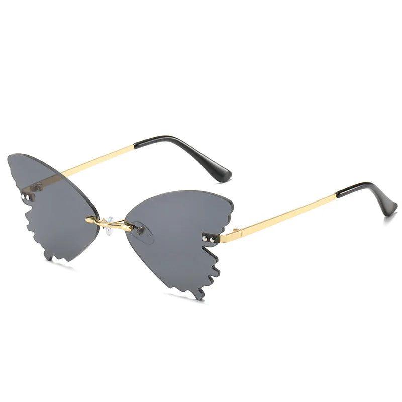 Elegant Rimless Butterfly Sunglasses with UV400 Protection - Chic Metal Alloy Eyewear - Lucid Fantasy 