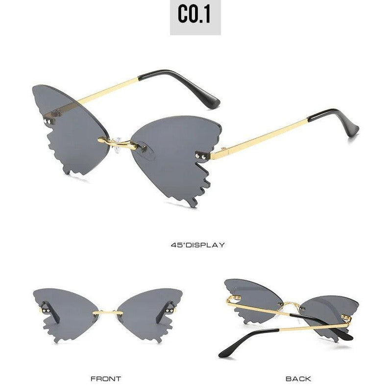 Elegant Rimless Butterfly Sunglasses with UV400 Protection - Chic Metal Alloy Eyewear - Lucid Fantasy 