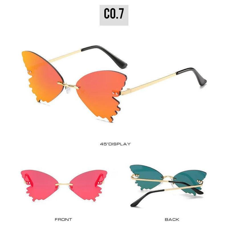 Elegant Rimless Butterfly Sunglasses with UV400 Protection - Chic Metal Alloy Eyewear - Lucid Fantasy 