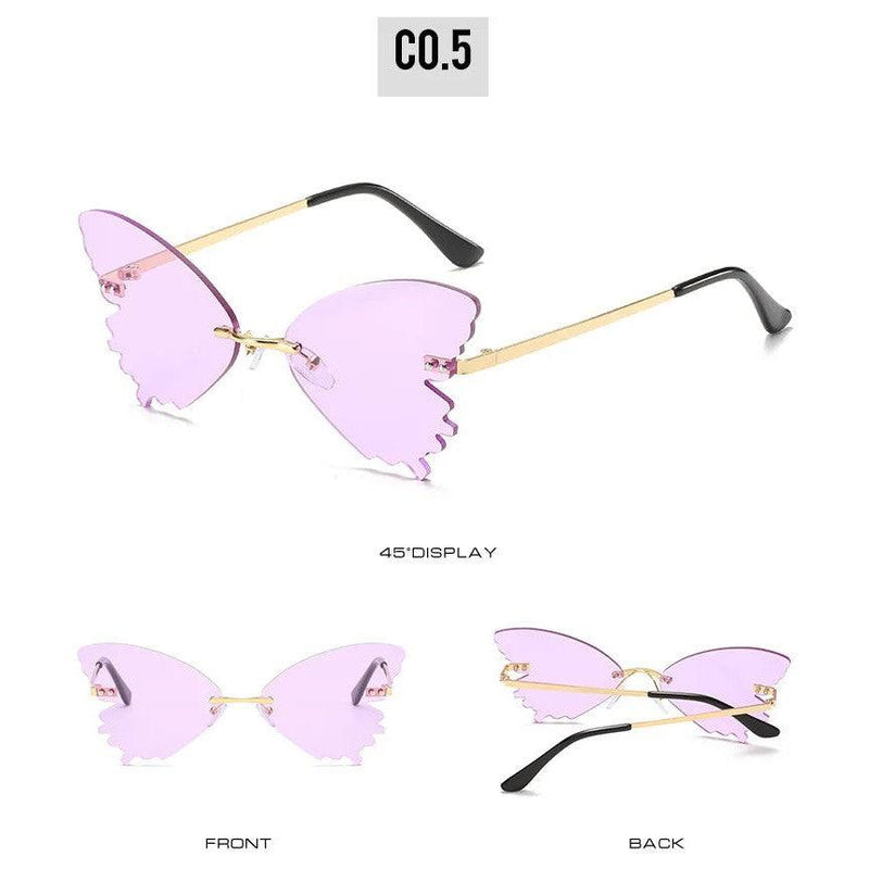 Elegant Rimless Butterfly Sunglasses with UV400 Protection - Chic Metal Alloy Eyewear - Lucid Fantasy 