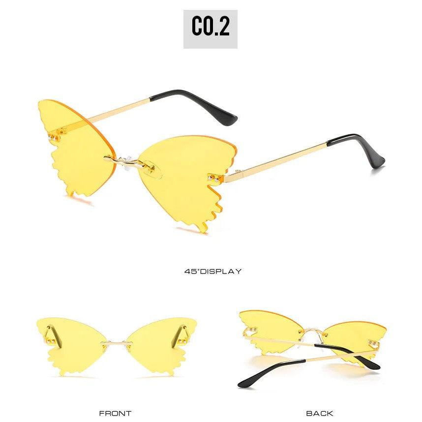 Elegant Rimless Butterfly Sunglasses with UV400 Protection - Chic Metal Alloy Eyewear - Lucid Fantasy 