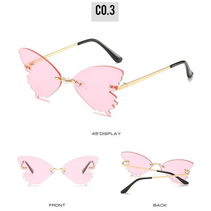 Elegant Rimless Butterfly Sunglasses with UV400 Protection - Chic Metal Alloy Eyewear - Lucid Fantasy 