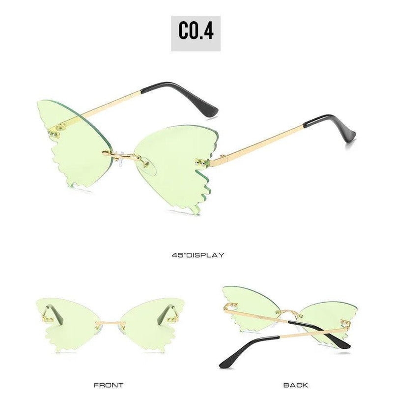 Elegant Rimless Butterfly Sunglasses with UV400 Protection - Chic Metal Alloy Eyewear - Lucid Fantasy 