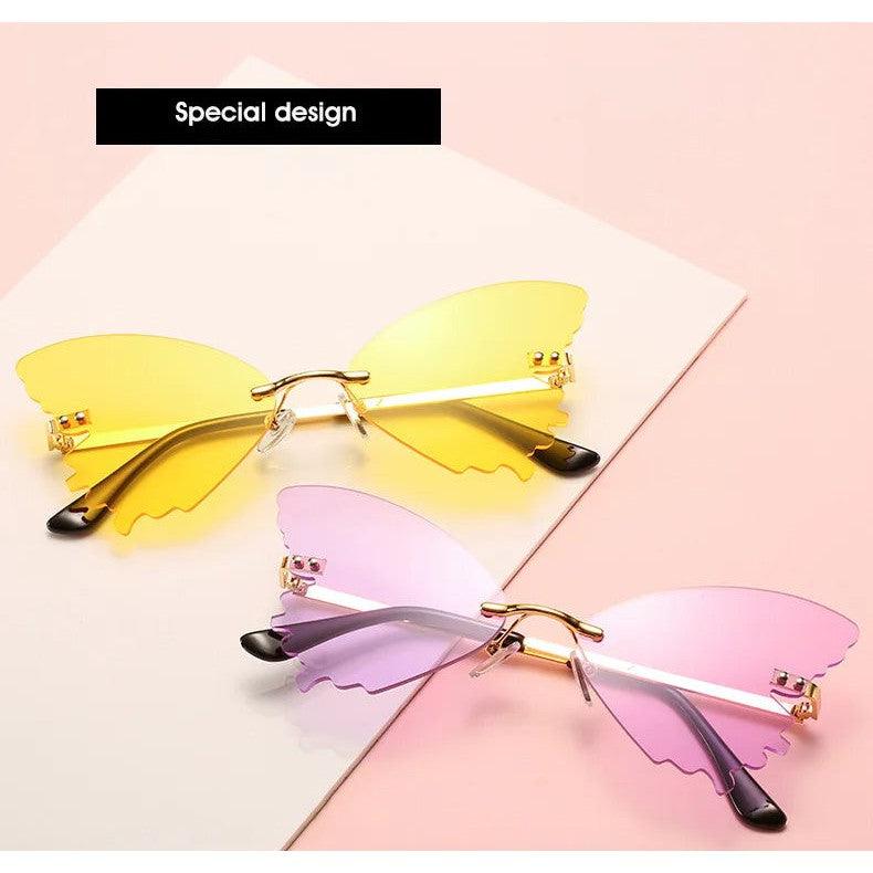 Elegant Rimless Butterfly Sunglasses with UV400 Protection - Chic Metal Alloy Eyewear - Lucid Fantasy 