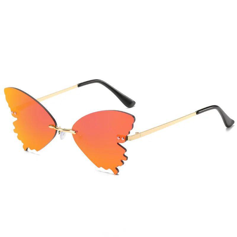 Elegant Rimless Butterfly Sunglasses with UV400 Protection - Chic Metal Alloy Eyewear - Lucid Fantasy 