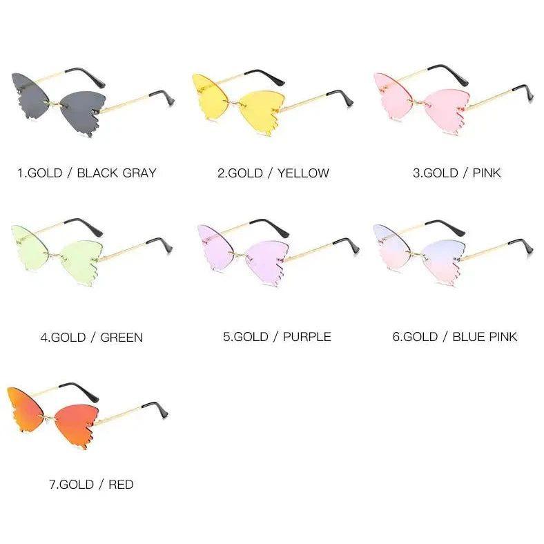 Elegant Rimless Butterfly Sunglasses with UV400 Protection - Chic Metal Alloy Eyewear - Lucid Fantasy 