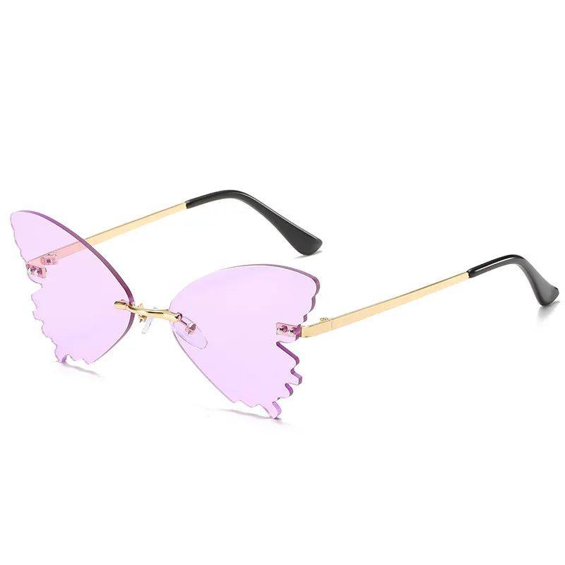 Elegant Rimless Butterfly Sunglasses with UV400 Protection - Chic Metal Alloy Eyewear - Lucid Fantasy 