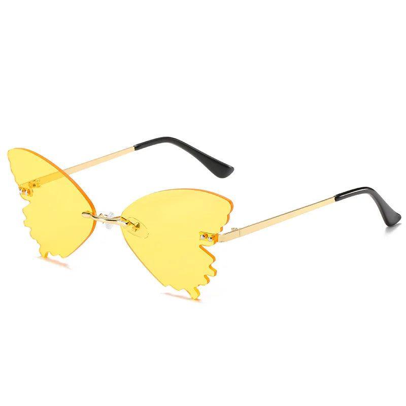 Elegant Rimless Butterfly Sunglasses with UV400 Protection - Chic Metal Alloy Eyewear - Lucid Fantasy 