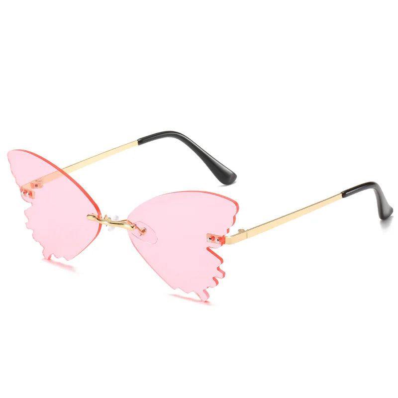 Elegant Rimless Butterfly Sunglasses with UV400 Protection - Chic Metal Alloy Eyewear - Lucid Fantasy 