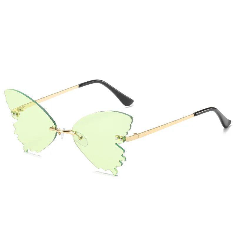 Elegant Rimless Butterfly Sunglasses with UV400 Protection - Chic Metal Alloy Eyewear - Lucid Fantasy 