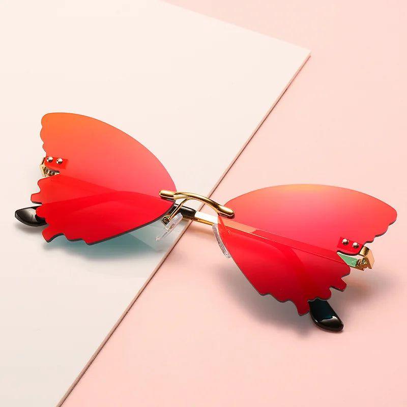 Elegant Rimless Butterfly Sunglasses with UV400 Protection - Chic Metal Alloy Eyewear - Lucid Fantasy 