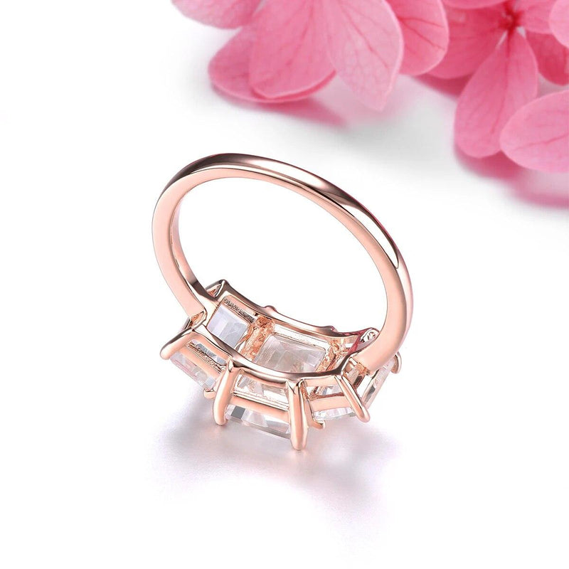 Elegant Rose Gold Plated Sterling Silver Ring with 4.5 Carats Natural White Topaz - Lucid Fantasy 