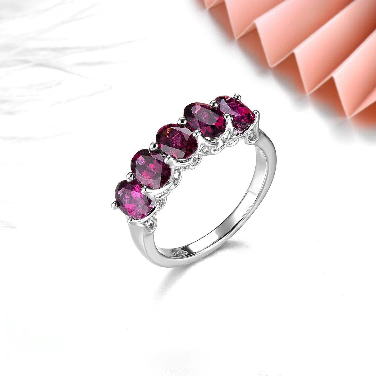 Elegant Vintage 2.8 Carat Natural Rhodolite Garnet Sterling Silver Ring - Lucid Fantasy 