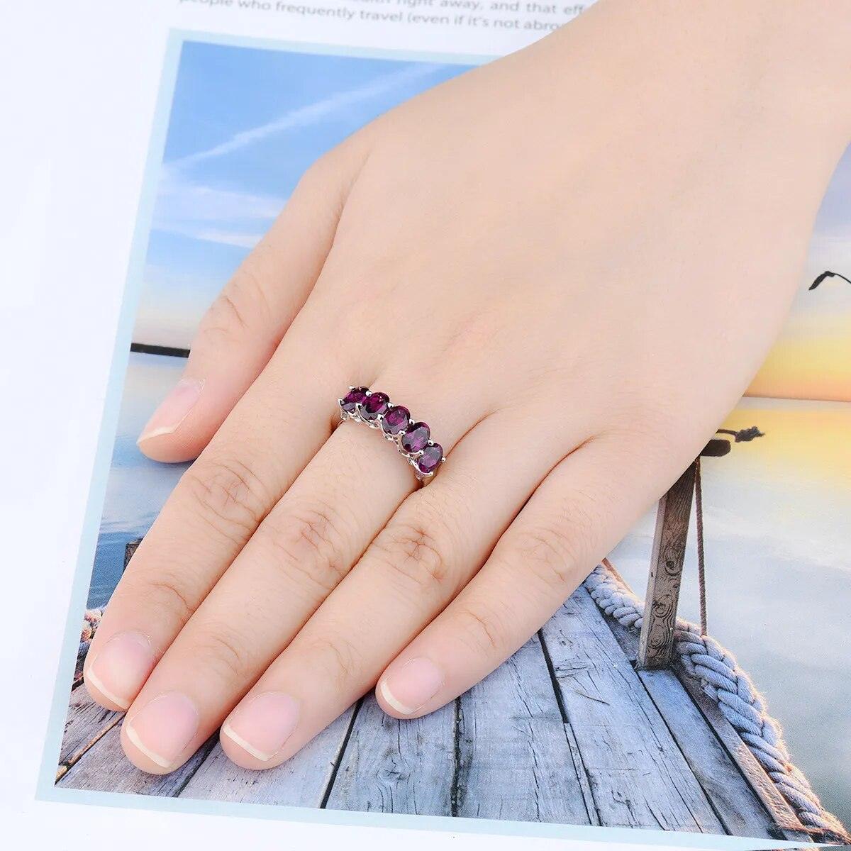 Elegant Vintage 2.8 Carat Natural Rhodolite Garnet Sterling Silver Ring - Lucid Fantasy 