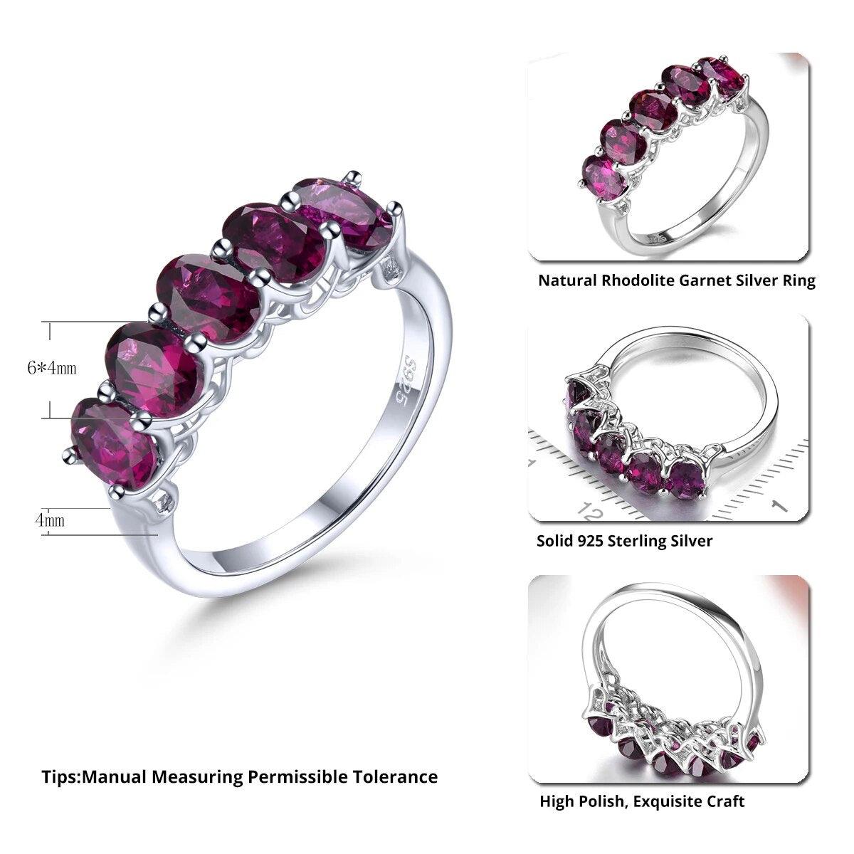 Elegant Vintage 2.8 Carat Natural Rhodolite Garnet Sterling Silver Ring - Lucid Fantasy 