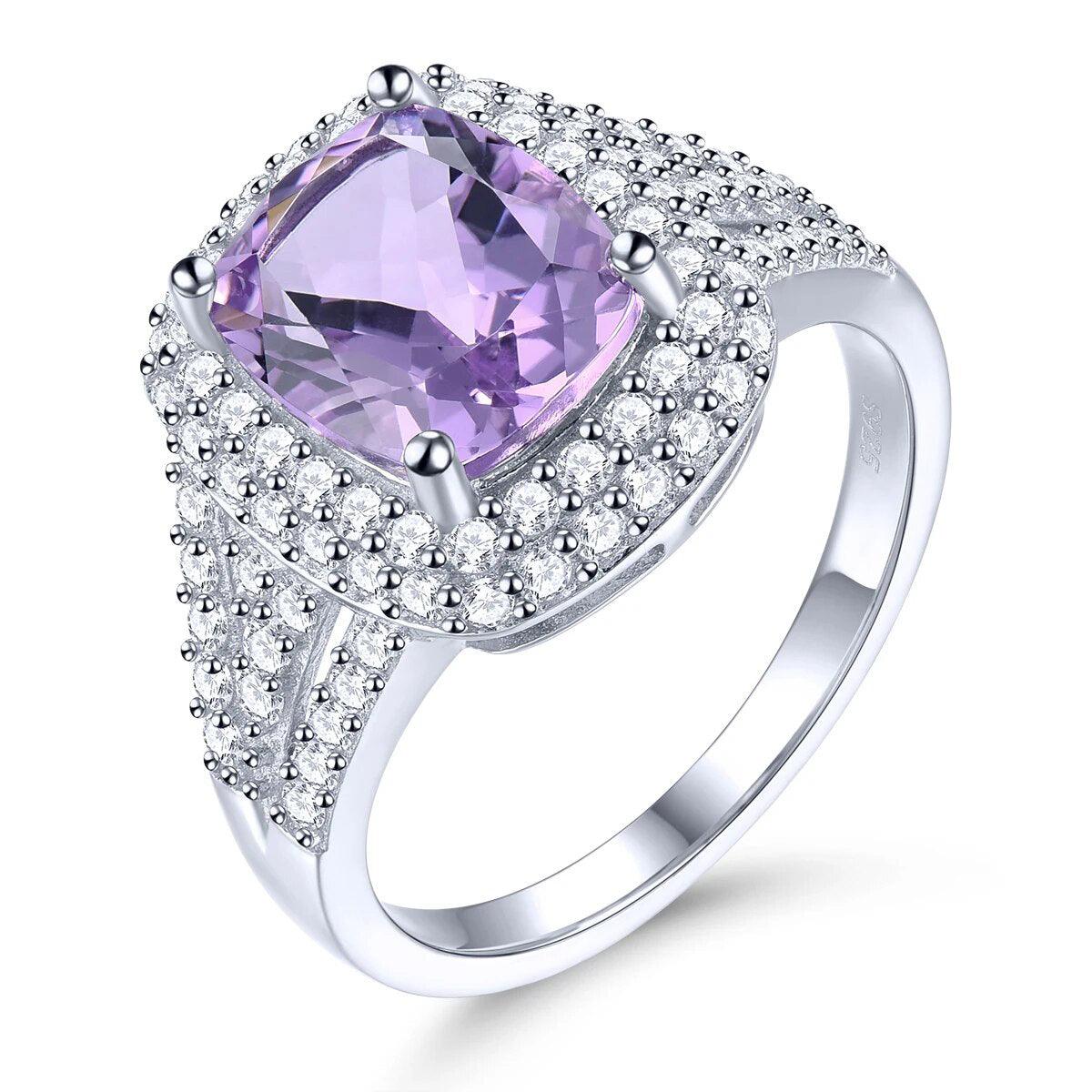 Elegant Vintage 4.2 Carat Natural Amethyst & Solid Silver Ring - Fine Jewelry - Lucid Fantasy 