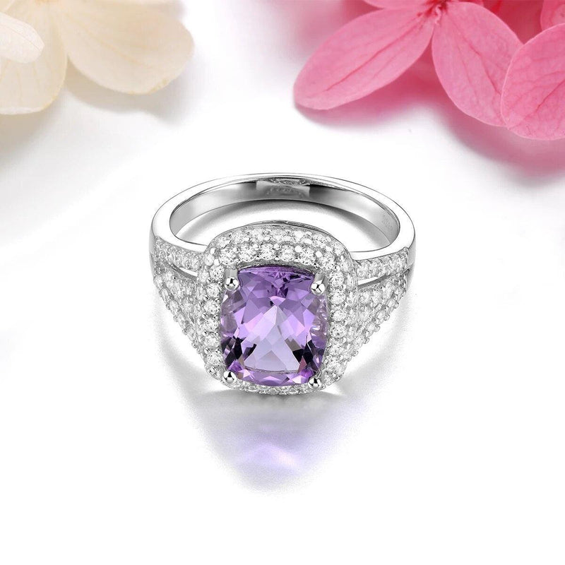 Elegant Vintage 4.2 Carat Natural Amethyst & Solid Silver Ring - Fine Jewelry - Lucid Fantasy 