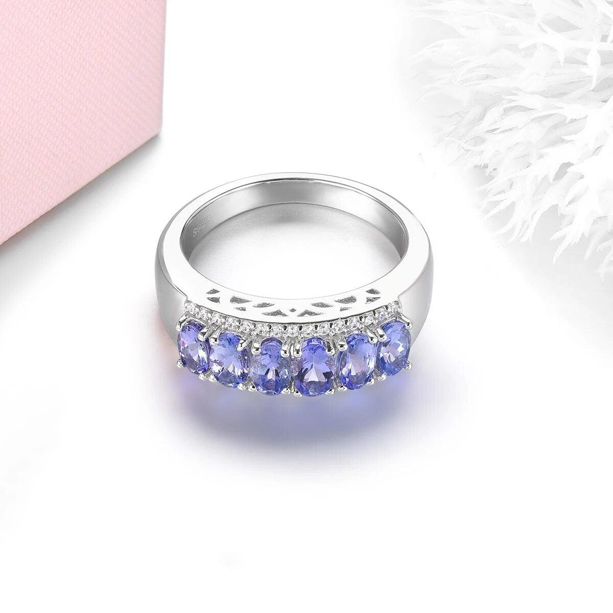 Elegant Vintage Natural Tanzanite Silver Ring 1.6 Carat Genuine Gemstone S925 Fine Jewelry - Lucid Fantasy 