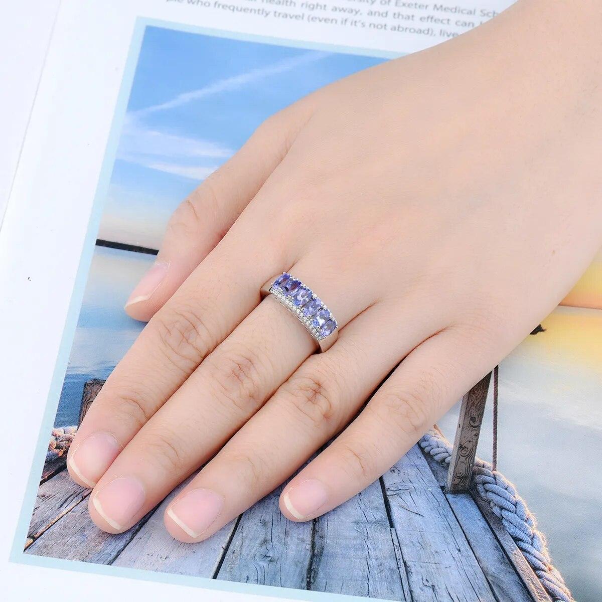 Elegant Vintage Natural Tanzanite Silver Ring 1.6 Carat Genuine Gemstone S925 Fine Jewelry - Lucid Fantasy 