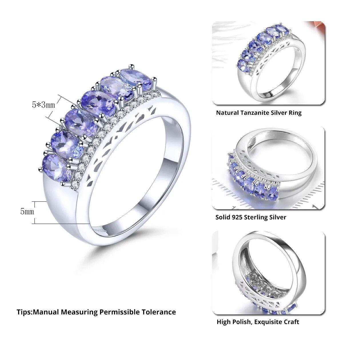 Elegant Vintage Natural Tanzanite Silver Ring 1.6 Carat Genuine Gemstone S925 Fine Jewelry - Lucid Fantasy 