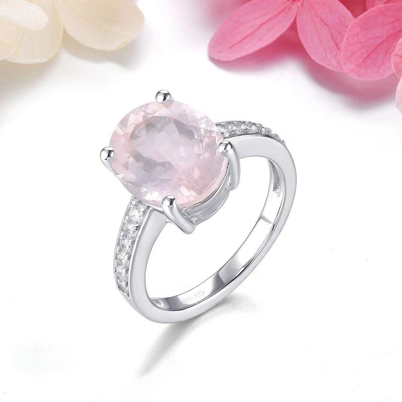 Elegant Vintage Rose Quartz and Blue Topaz Sterling Silver Ring - 4.2 Carats S925 Fine Jewelry - Lucid Fantasy 