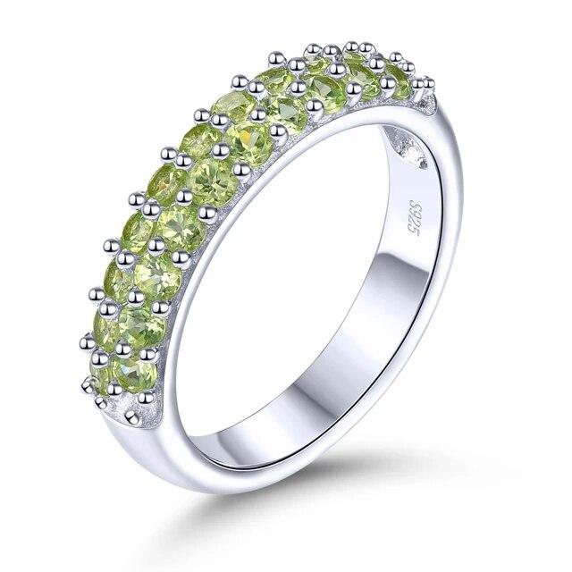 Elegant Vintage Sterling Silver Ring with 1 Carat Natural Chrome Diopside and Peridot Gemstones - Lucid Fantasy 