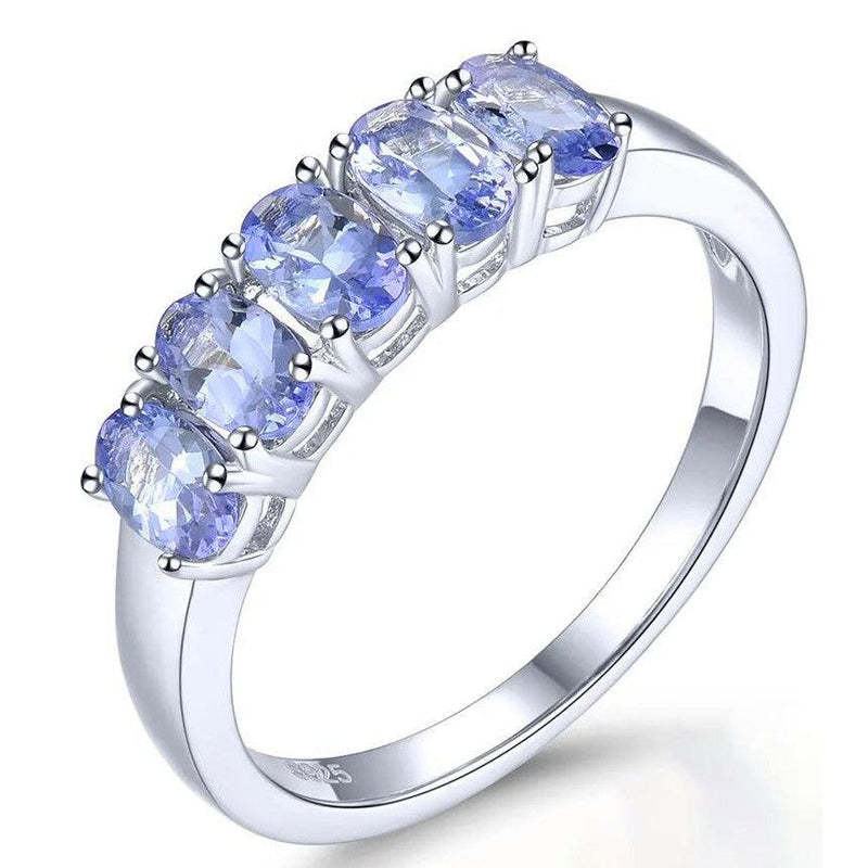 Elegantly Designed 1.2 Carat Natural Tanzanite Sterling Silver Ring - Lucid Fantasy 