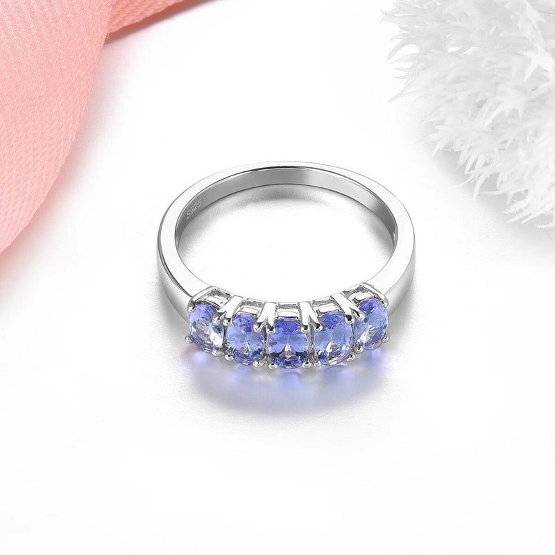 Elegantly Designed 1.2 Carat Natural Tanzanite Sterling Silver Ring - Lucid Fantasy 