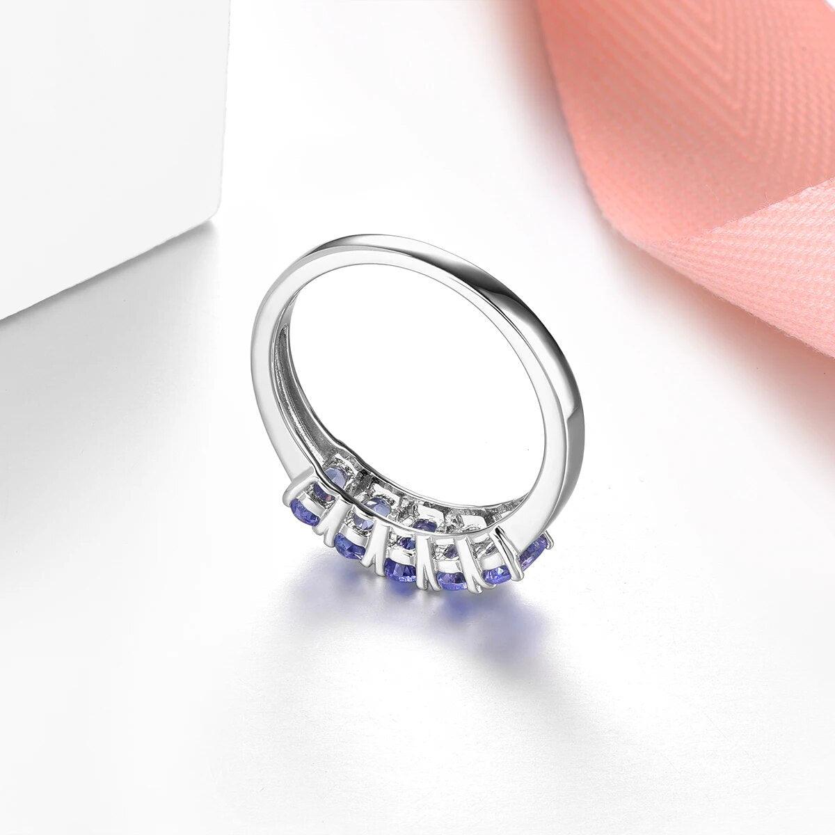 Elegantly Designed 1.2 Carat Natural Tanzanite Sterling Silver Ring - Lucid Fantasy 