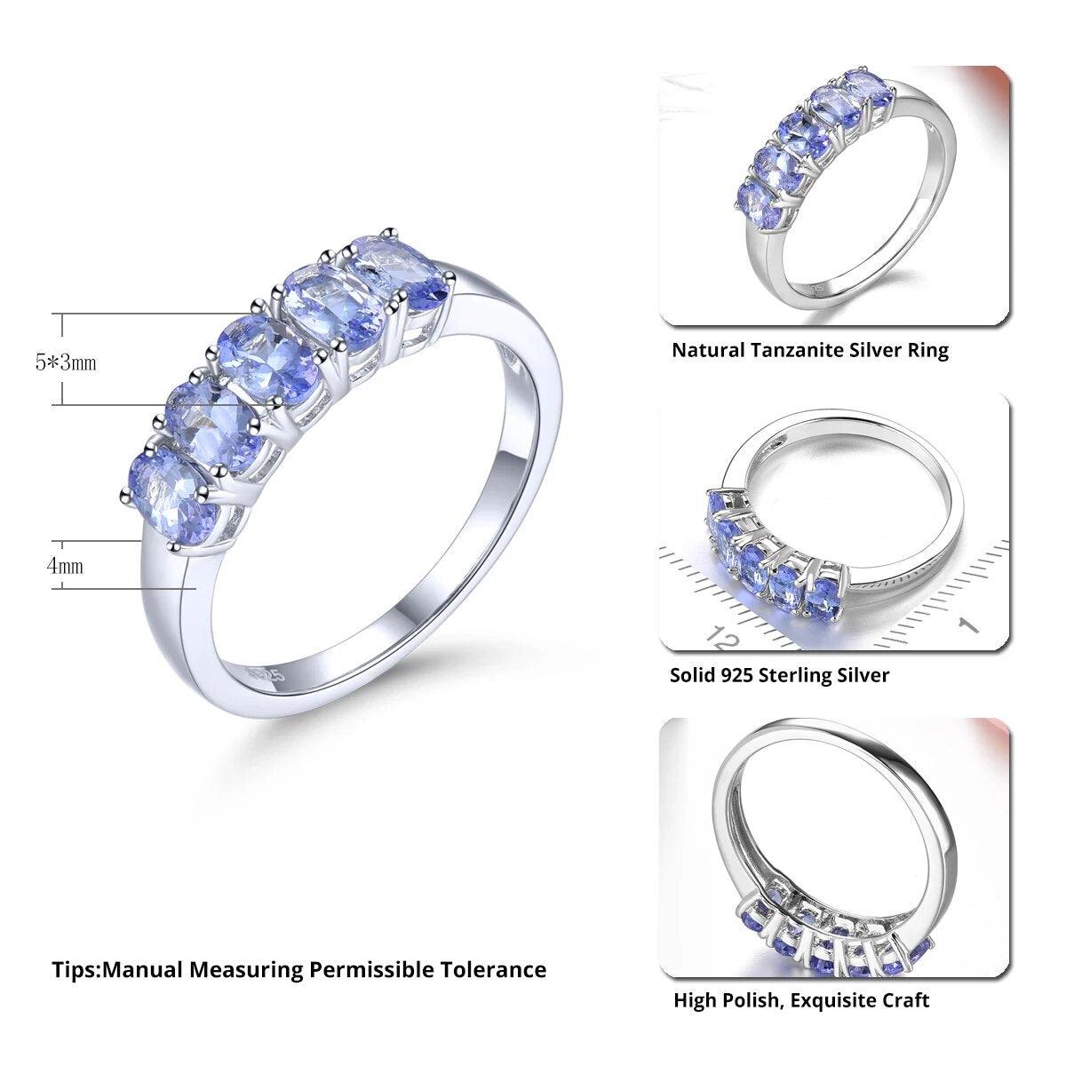 Elegantly Designed 1.2 Carat Natural Tanzanite Sterling Silver Ring - Lucid Fantasy 