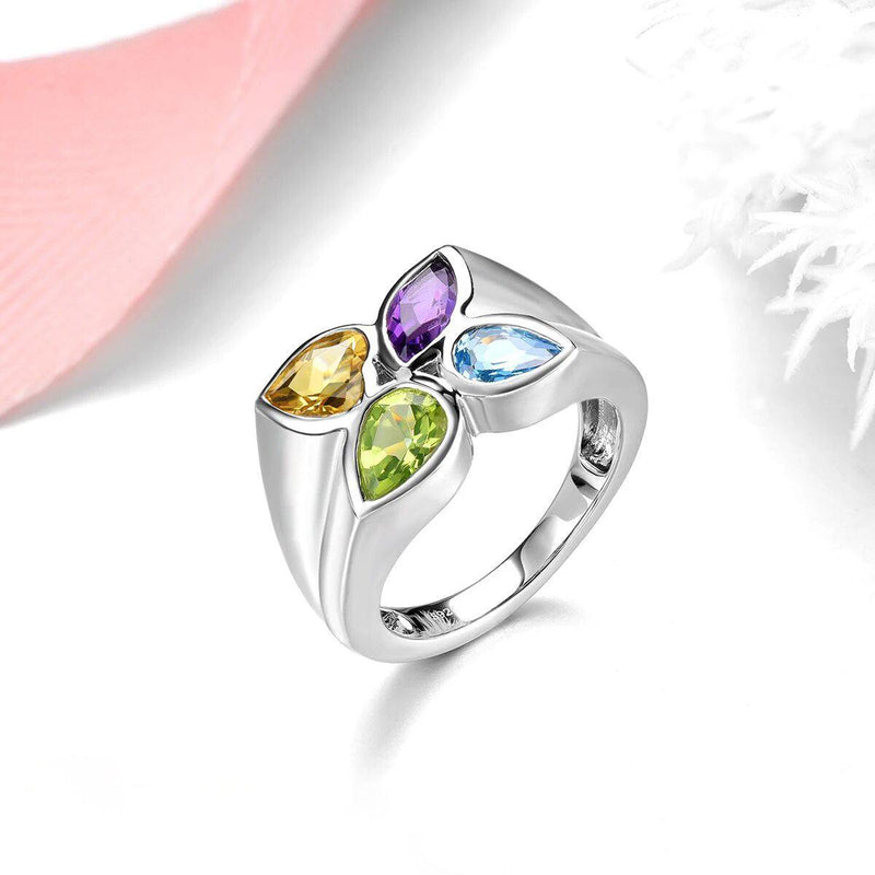 Exquisite Natural Gemstone Water Drop Ring in Sterling Silver - 3.2 Carats - Lucid Fantasy 