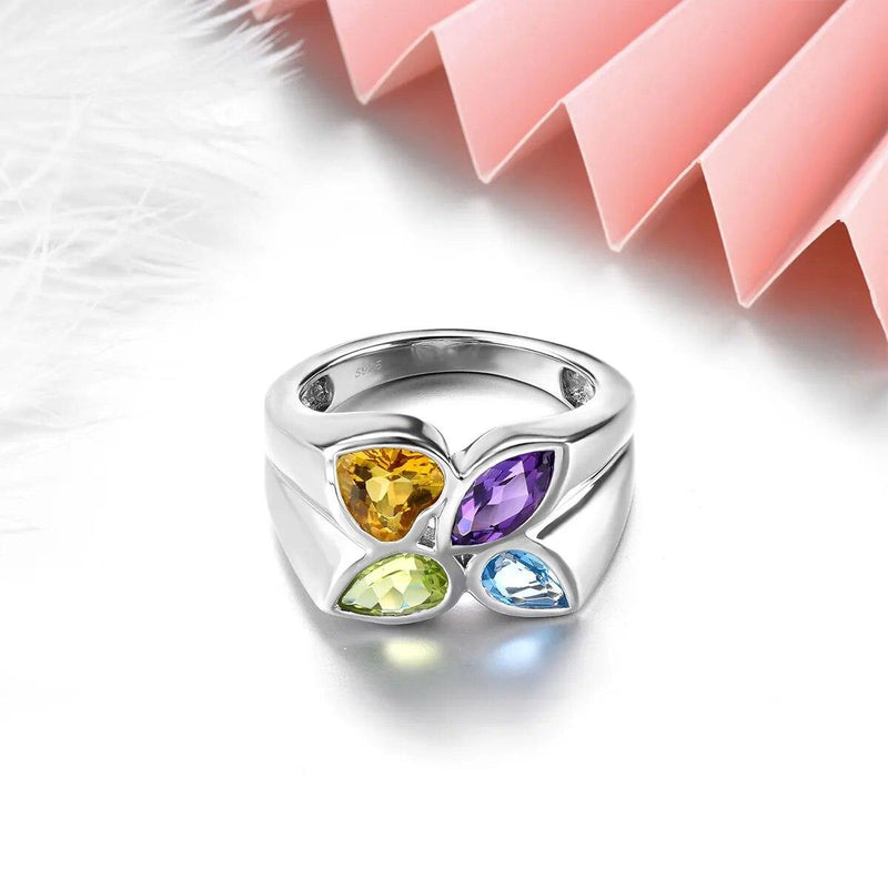 Exquisite Natural Gemstone Water Drop Ring in Sterling Silver - 3.2 Carats - Lucid Fantasy 