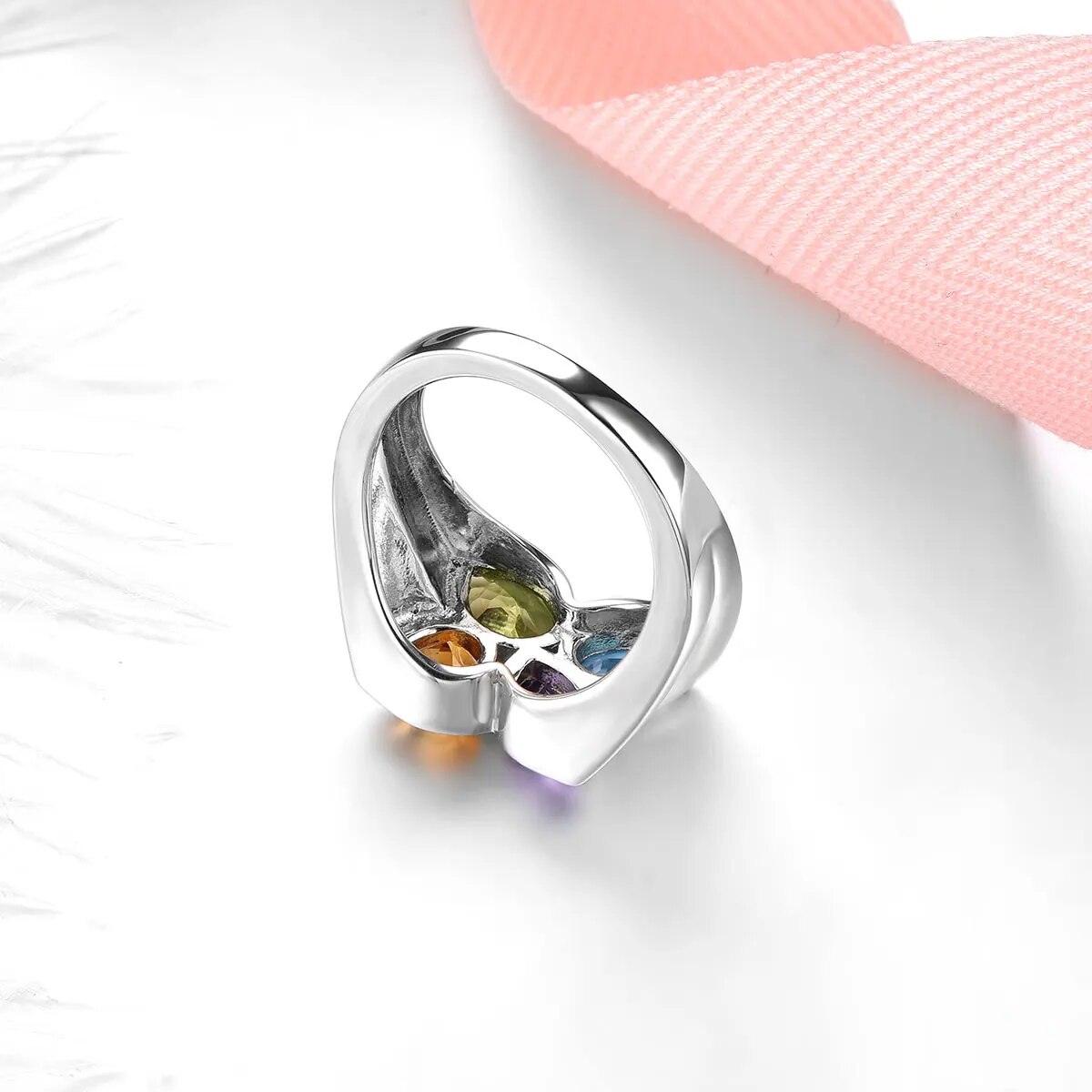 Exquisite Natural Gemstone Water Drop Ring in Sterling Silver - 3.2 Carats - Lucid Fantasy 