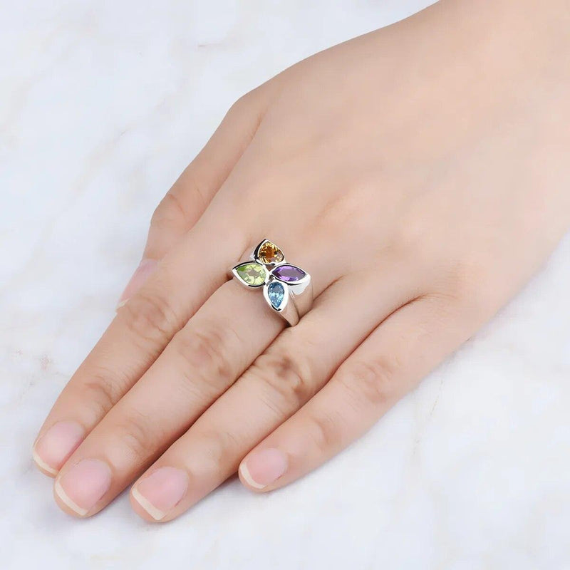 Exquisite Natural Gemstone Water Drop Ring in Sterling Silver - 3.2 Carats - Lucid Fantasy 