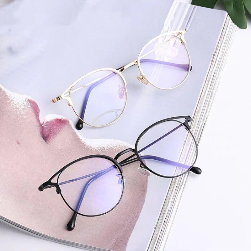 Fashion Anti-Blue Light Metal Cat Eye Glasses Cat Ear Optical Frames-Lucid Fantasy