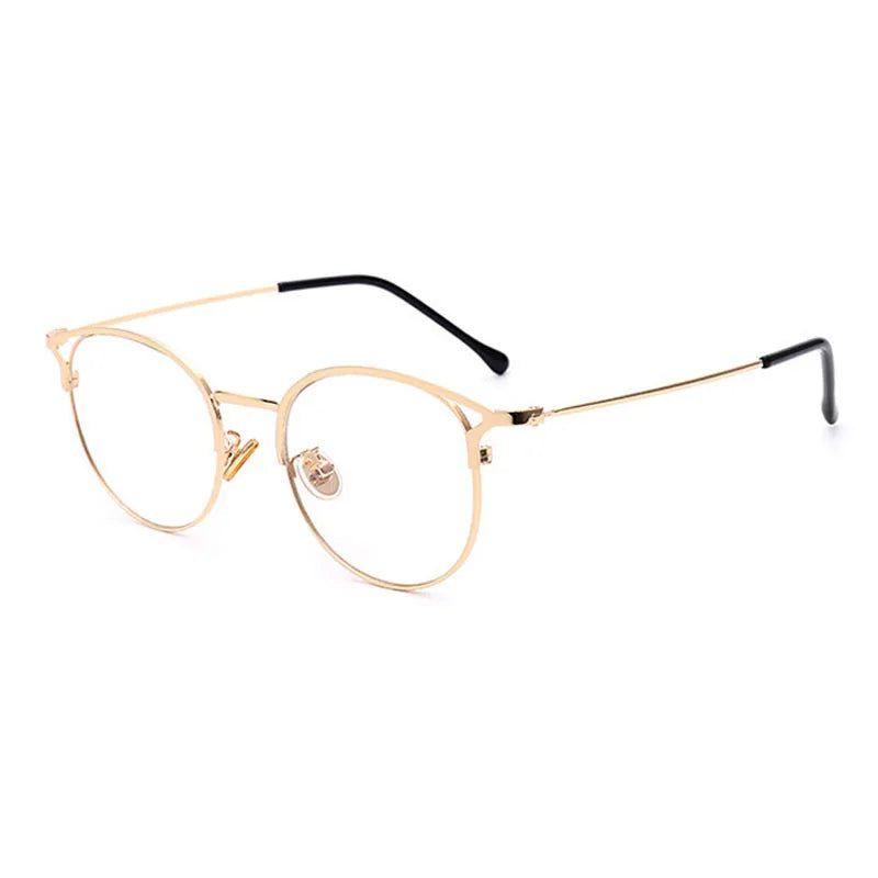 Fashion Anti-Blue Light Metal Cat Eye Glasses Cat Ear Optical Frames-Lucid Fantasy