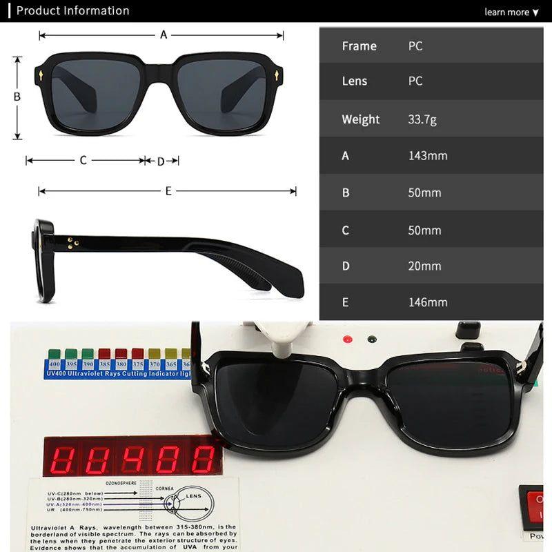 Fashion Sunglasses Square Lens UV400 Retro Rivets Fashion Shades-Lucid Fantasy