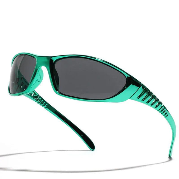 Fashion Y2K Hollow Electroplated Frames Sports Sunglasses Oval Goggle Shades UV400-Lucid Fantasy