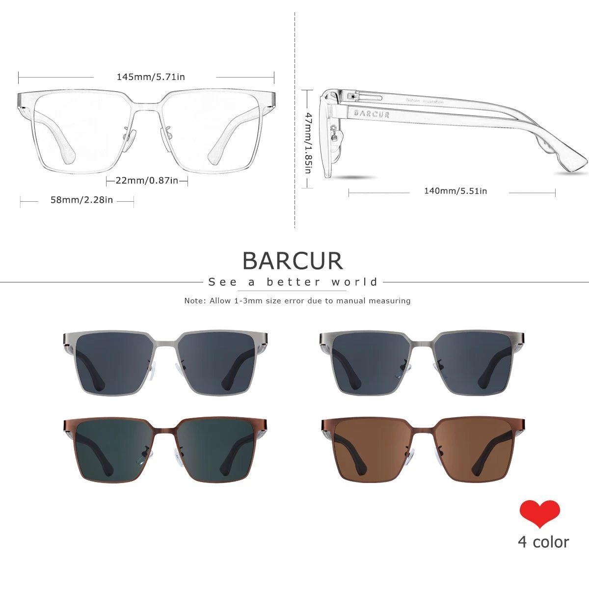 Fashionable Barcur Women's Square Sunglasses with Stainless Steel Frame and Polarized Wood Lenses - Lucid Fantasy 