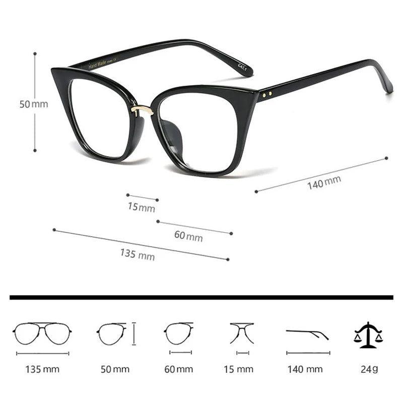 Fashionable Cat Eye Anti-Blue Light Glasses with Stylish Rivet Design - Lucid Fantasy 