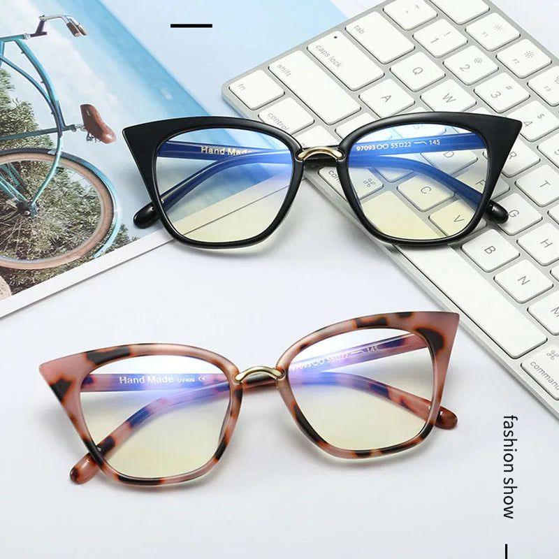 Fashionable Cat Eye Anti-Blue Light Glasses with Stylish Rivet Design - Lucid Fantasy 