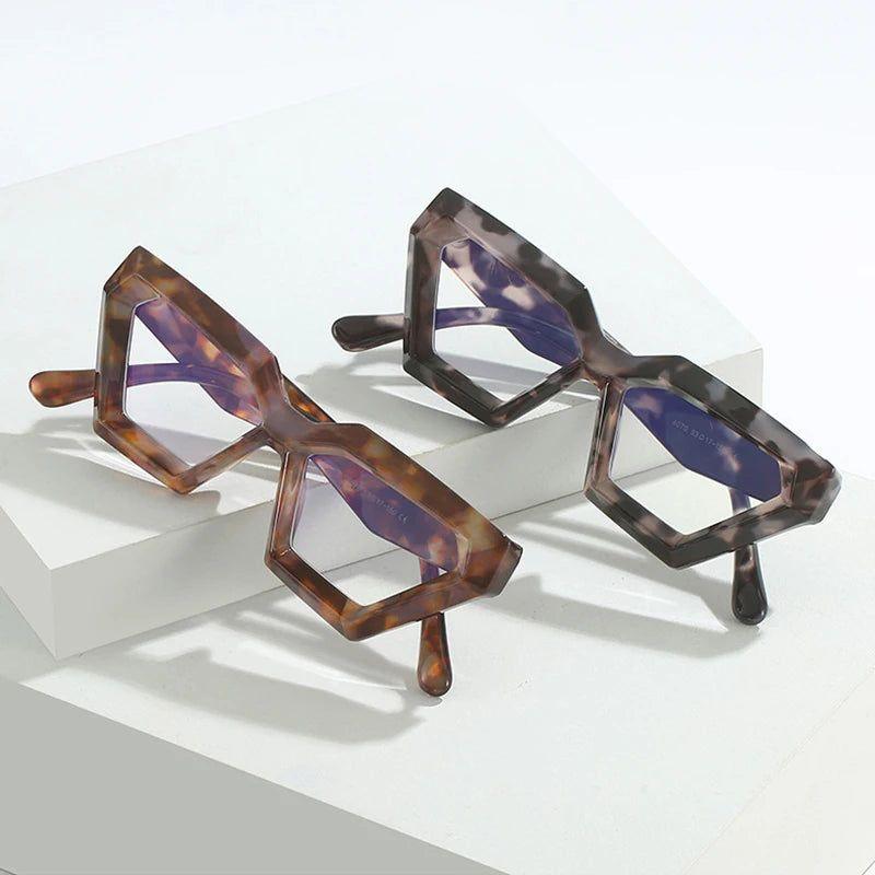 Fashionable Cat Eye Glasses with Spring Hinges and Clear Blue Light Blocking Lenses - Lucid Fantasy 