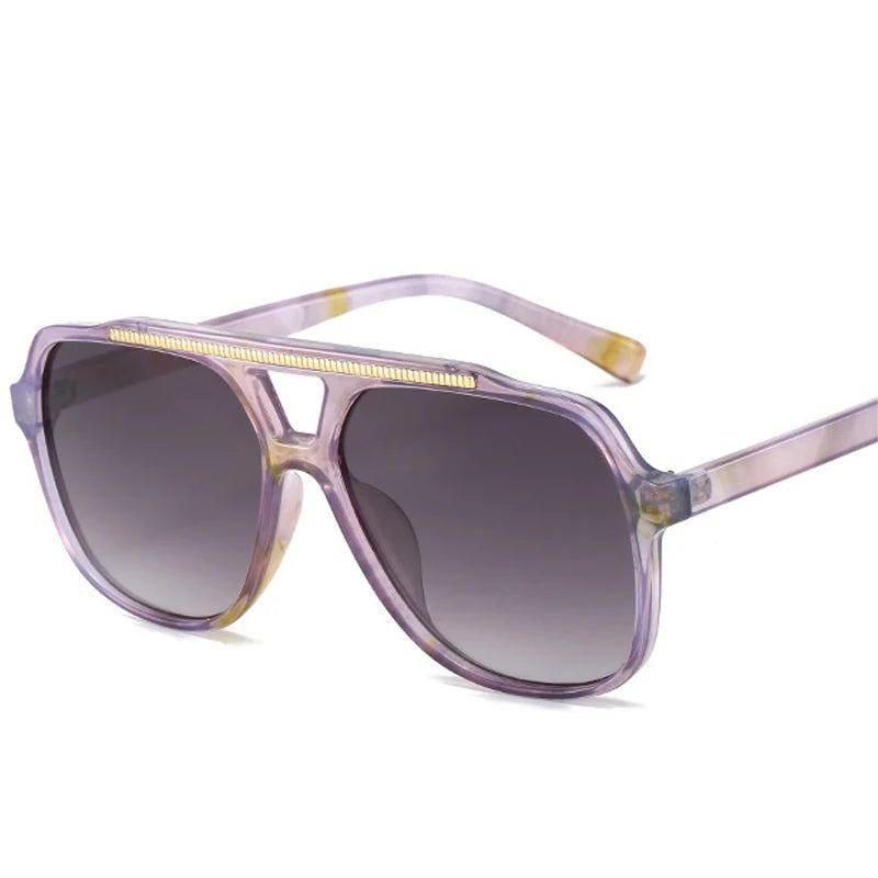 Fashionable Double Bridge Square Sunglasses with UV400 Gradient Protection - Lucid Fantasy 