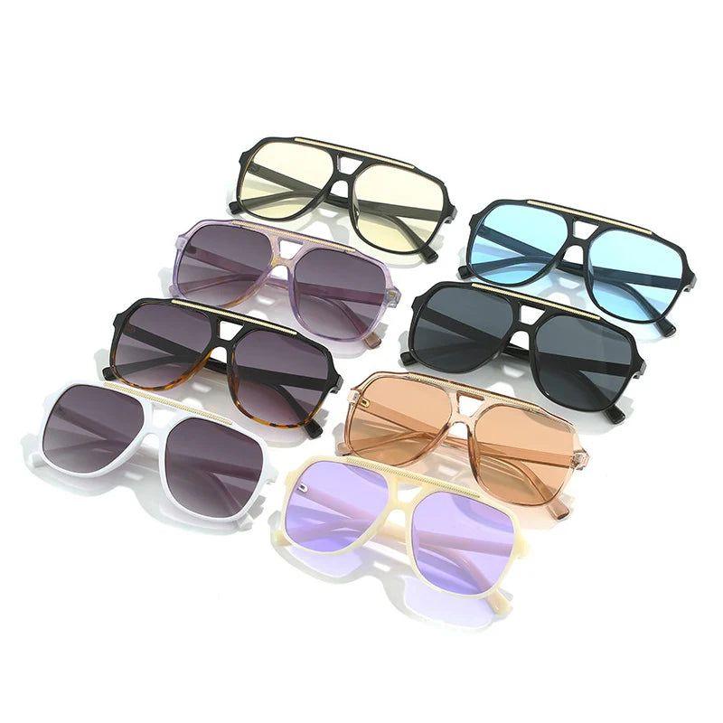 Fashionable Double Bridge Square Sunglasses with UV400 Gradient Protection - Lucid Fantasy 