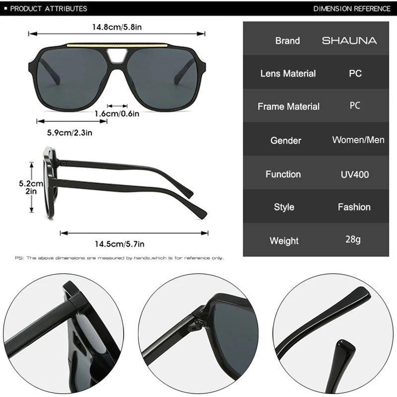 Fashionable Double Bridge Square Sunglasses with UV400 Gradient Protection - Lucid Fantasy 