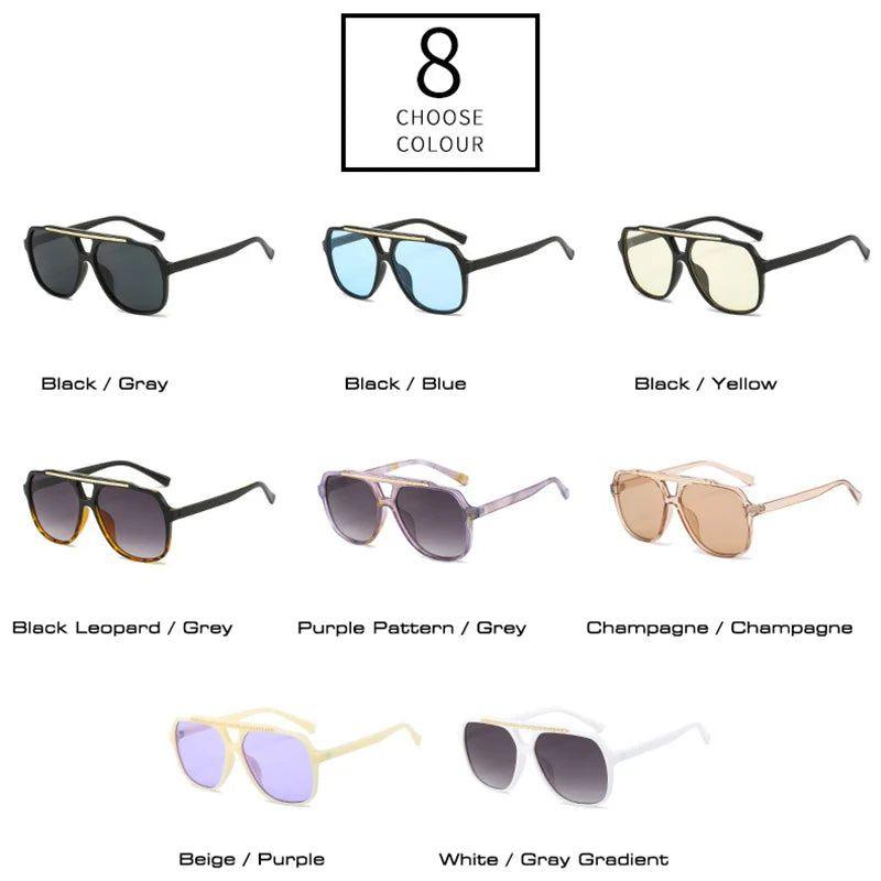 Fashionable Double Bridge Square Sunglasses with UV400 Gradient Protection - Lucid Fantasy 