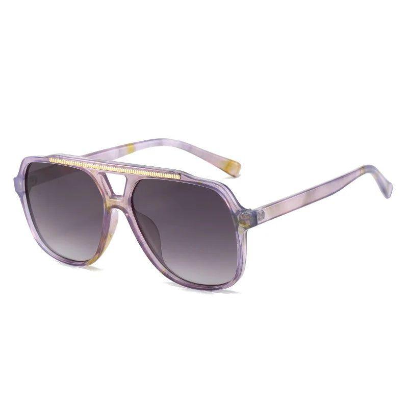 Fashionable Double Bridge Square Sunglasses with UV400 Gradient Protection - Lucid Fantasy 