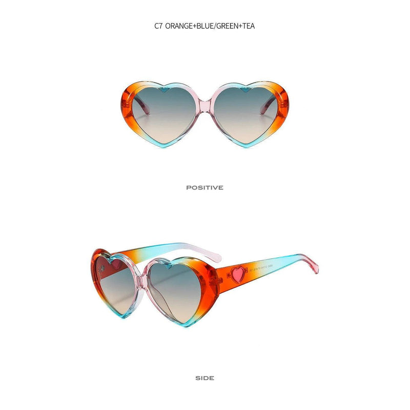 Fashionable Gradient Heart Sunglasses with Colorful Love-Inspired Frames - Lucid Fantasy 