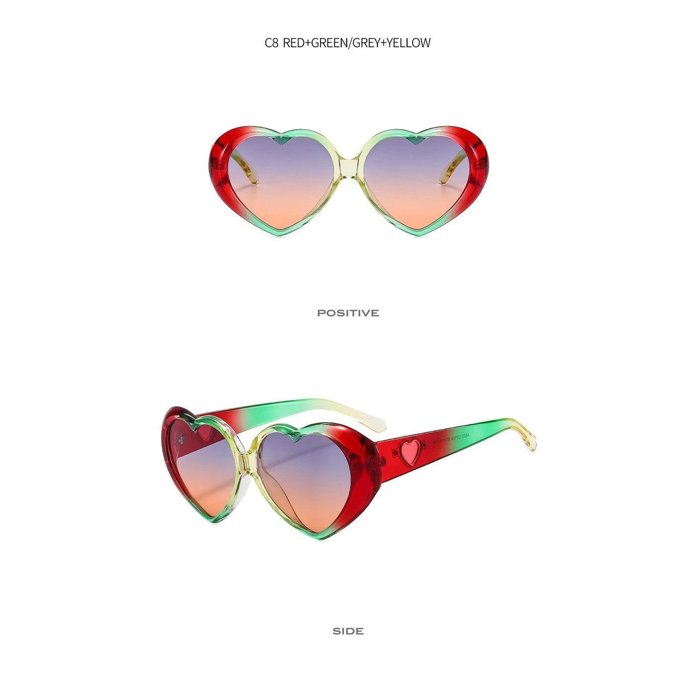 Fashionable Gradient Heart Sunglasses with Colorful Love-Inspired Frames - Lucid Fantasy 