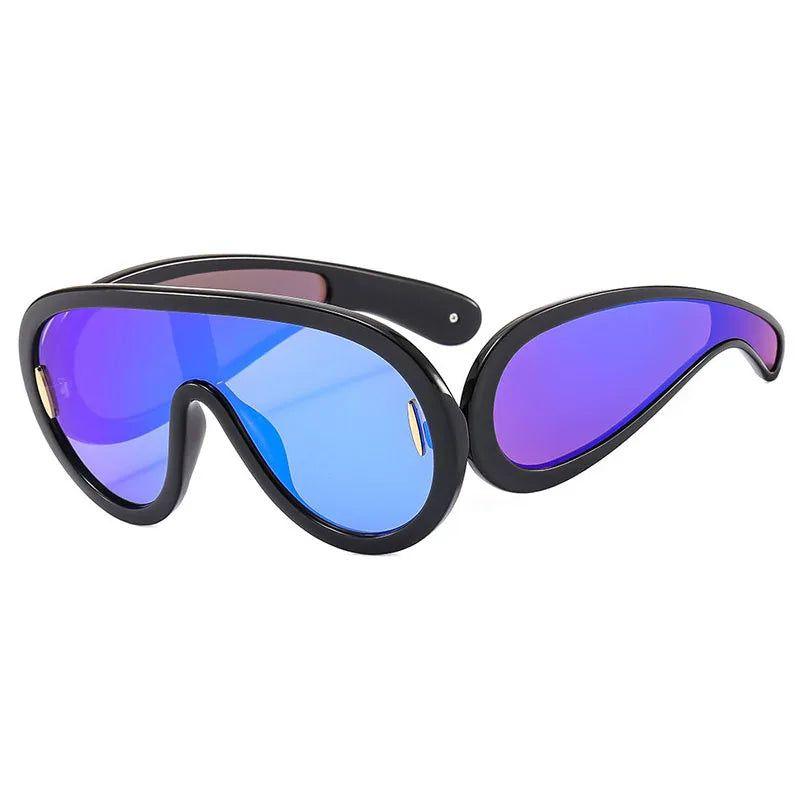 Fashionable Oversized Mirror Goggle Sunglasses with UV400 Protection - Lucid Fantasy 